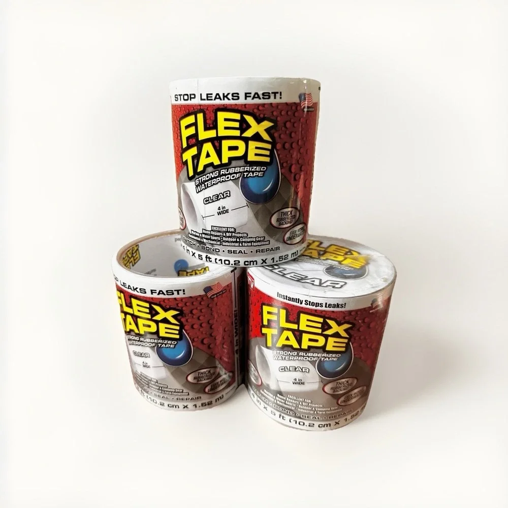 Flex‎ Seal Flex Tape 4 in. X 5 ft. Clear Waterproof Strong Rubberized - 3 Rolls